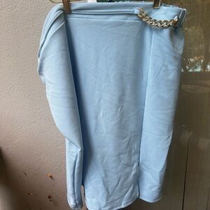 Light Blue Skirt with Chain Detail PLUS SIZE 1X elasticized waistband